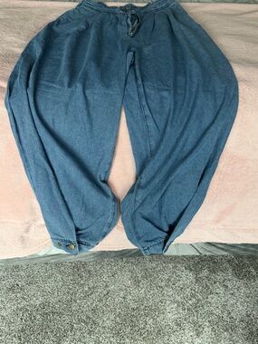 Kids Blue Harem Denim-Style Bottoms